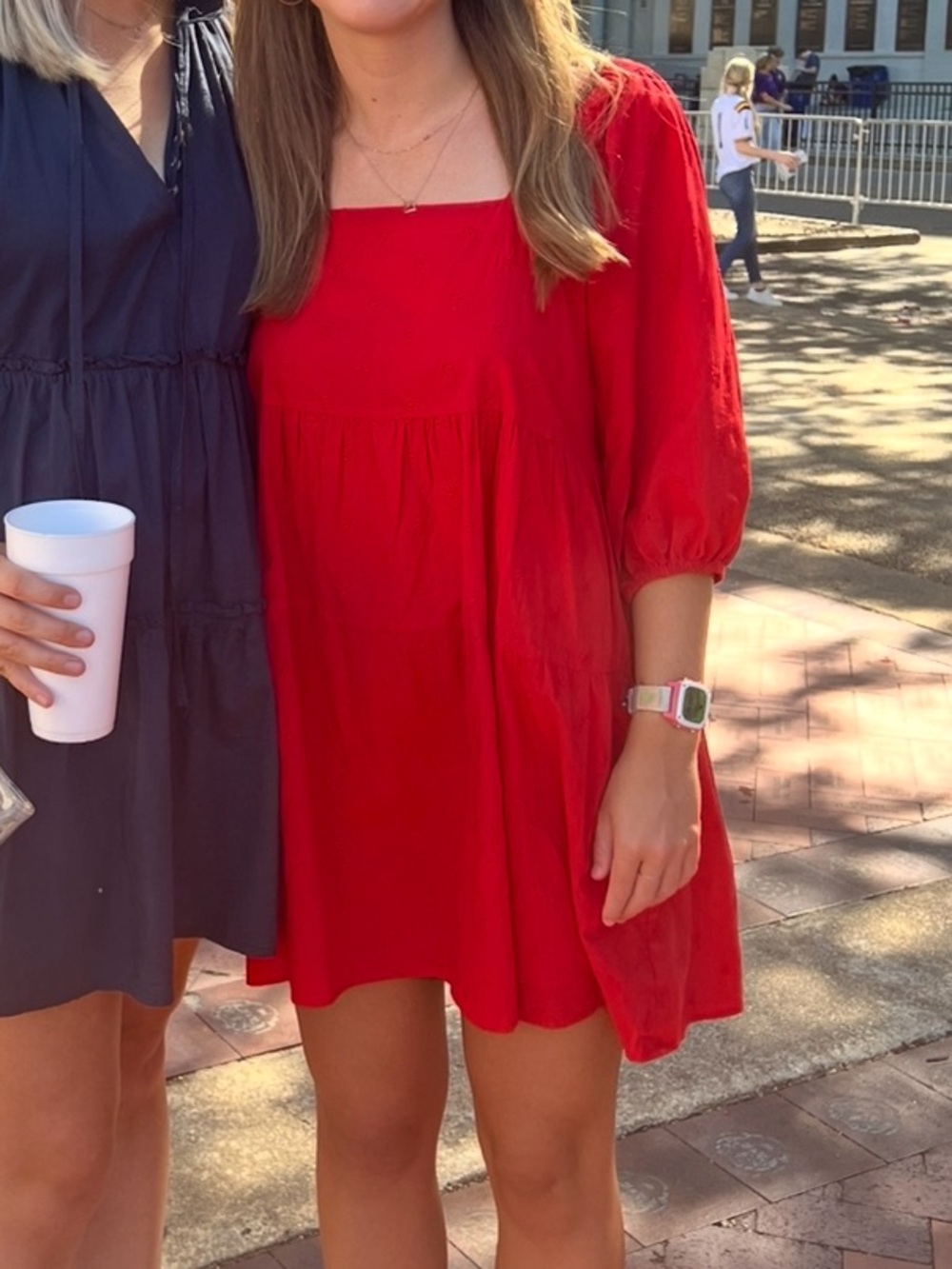 Mango Red Mini Dress with Square Neck